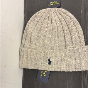 Polo by Ralph Lauren Light Gray Ribbed Beanie